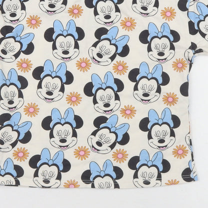 George Girls Beige Geometric Cotton Basic Casual Size 2 Years Round Neck Pullover - Minnie Mouse Disney