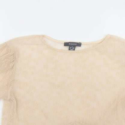 Primark Womens Beige Floral Polyester Cropped Blouse Size M Round Neck