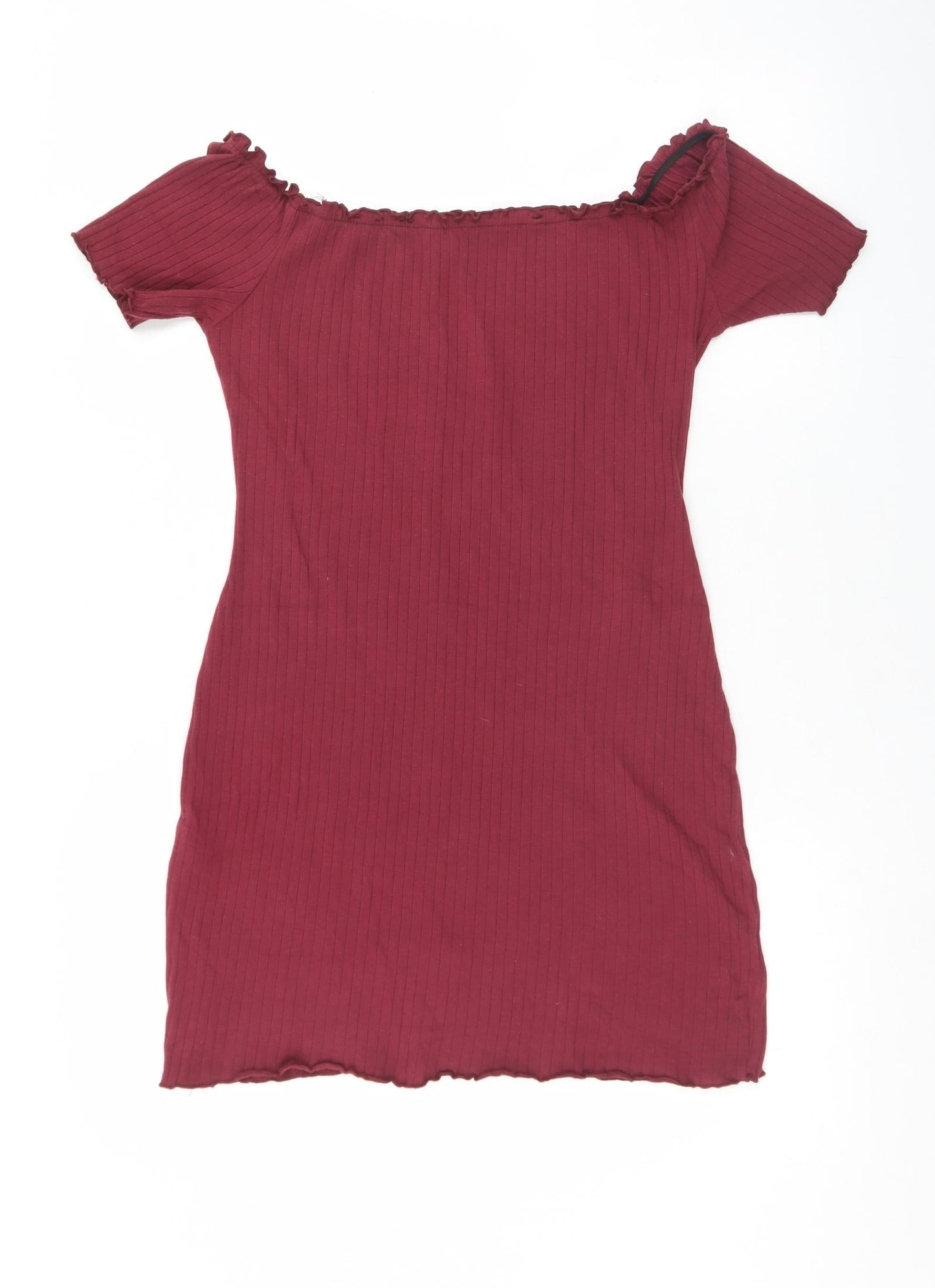 SheIn Womens Red  Cotton Bodycon  Size L  Round Neck Pullover - Button Detail