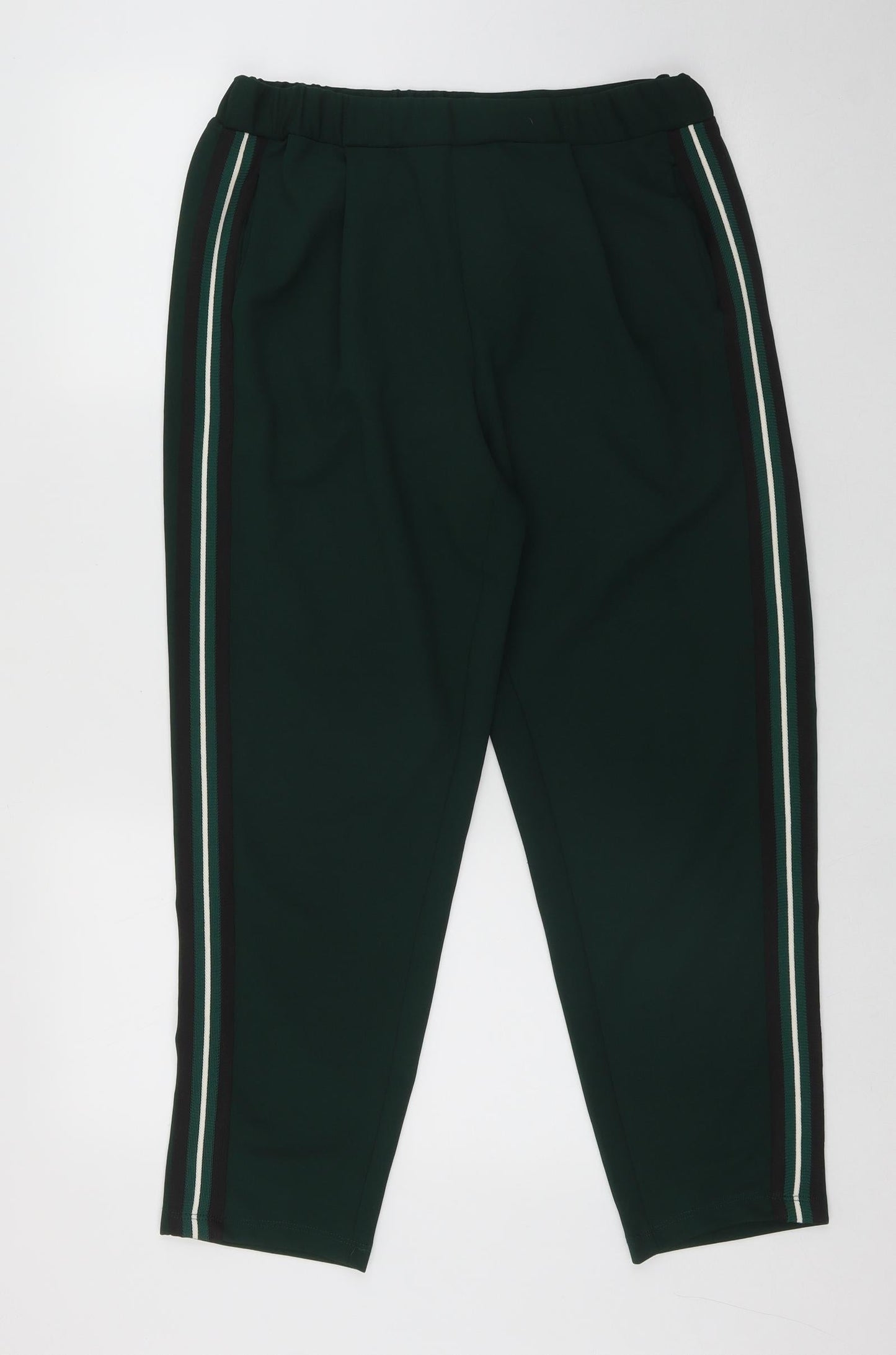 New Look Womens Green Striped Polyester Cargo Trousers Size 12 L26 in Regular