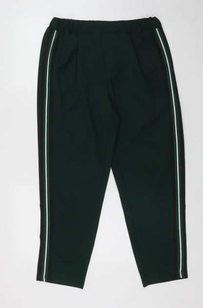 New Look Womens Green Striped Polyester Cargo Trousers Size 12 L26 in Regular