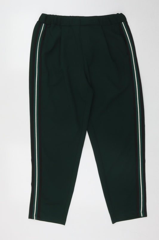 New Look Womens Green Striped Polyester Cargo Trousers Size 12 L26 in Regular