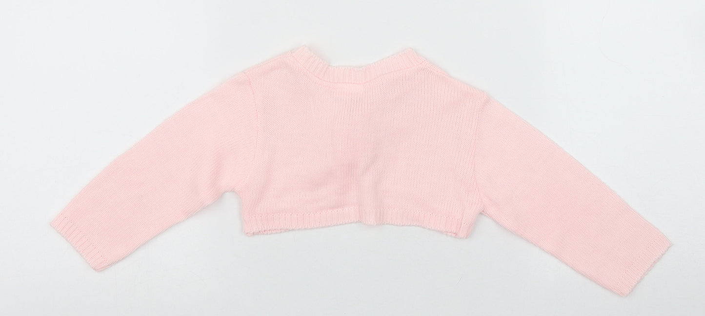 Little Nosh Baby Pink  Acrylic Cardigan Jumper Size 6-9 Months  Button