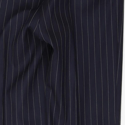 Preworn Mens Blue Striped Polyester Trousers  Size 34 in L29 in Regular Button