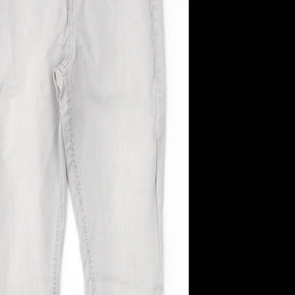 Marks and Spencer Womens Grey  Cotton Skinny Jeans Size 12 L25 in Slim Button