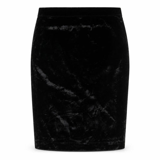 Front view of Urban renewal women’s black polyacrylate fibre a-line skirt, size UK 32, in