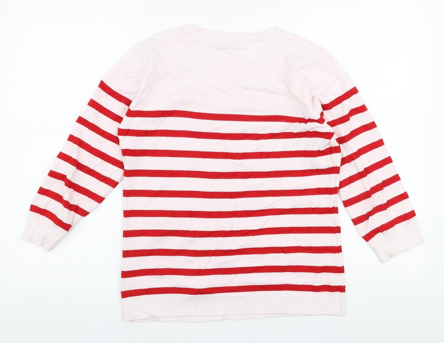 Wildflower Womens Pink Round Neck Striped Viscose Pullover Jumper Size S