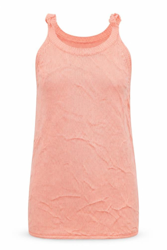 Front view of Primark women’s pink high neck viscose vest jumper, size UK 8