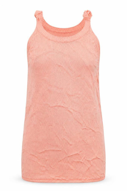 Front view of Primark women’s pink high neck viscose vest jumper, size UK 8