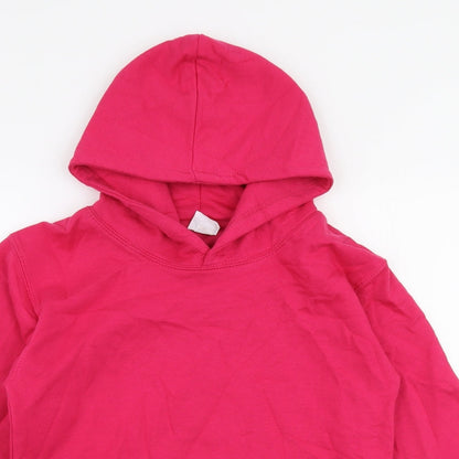 Just Hoods Girls Pink  Cotton Pullover Hoodie Size 9-10 Years  Pullover
