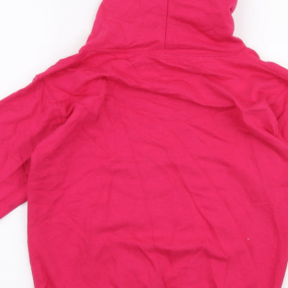 Just Hoods Girls Pink  Cotton Pullover Hoodie Size 9-10 Years  Pullover