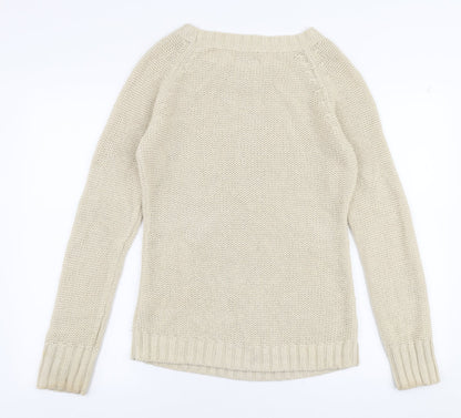 Key Largo Womens Beige Boat Neck  Acrylic Pullover Jumper Size M