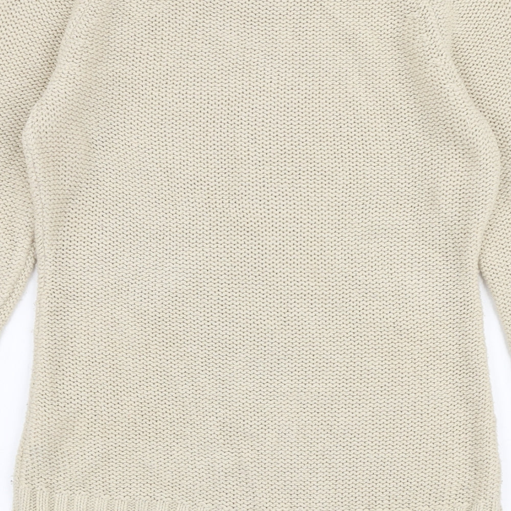 Key Largo Womens Beige Boat Neck  Acrylic Pullover Jumper Size M