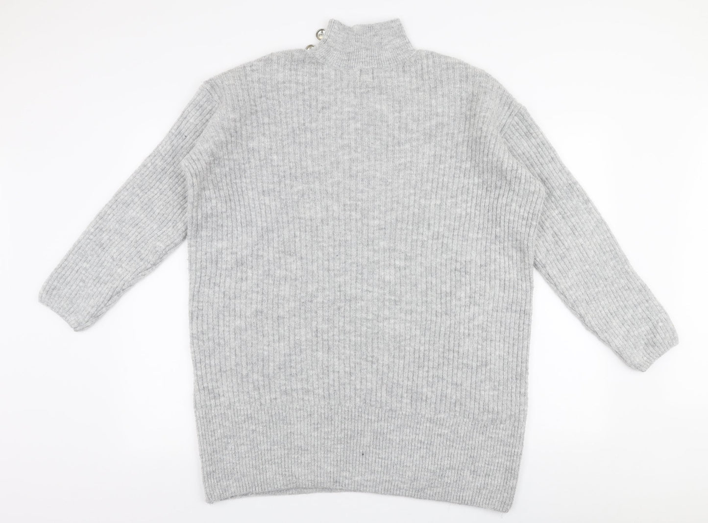 River Iskand Womens Grey High Neck  Acrylic Pullover Jumper Size S