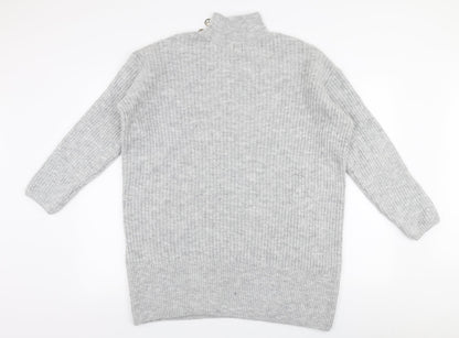 River Iskand Womens Grey High Neck  Acrylic Pullover Jumper Size S