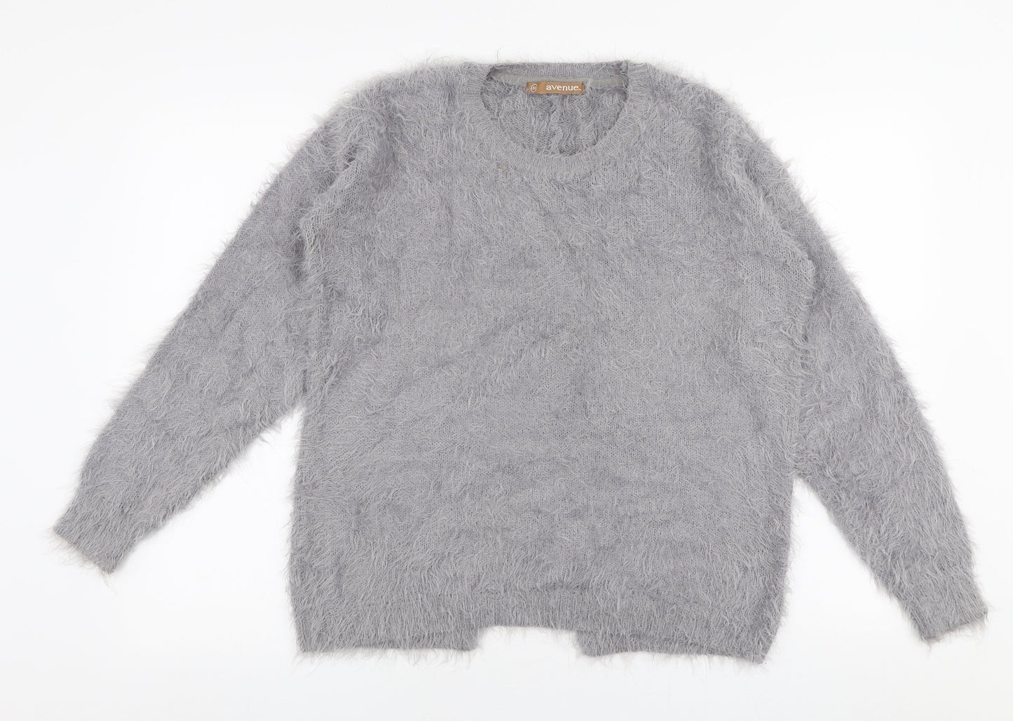 Avenue Womens Grey Round Neck  Polyamide Pullover Jumper Size 14