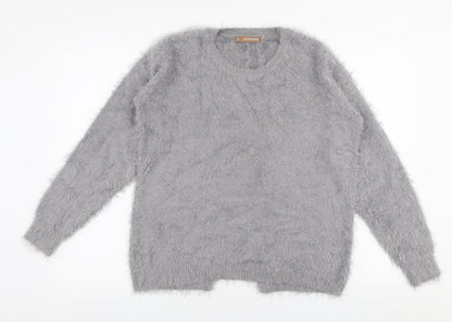 Avenue Womens Grey Round Neck  Polyamide Pullover Jumper Size 14