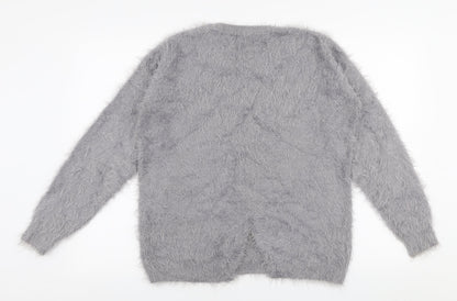 Avenue Womens Grey Round Neck  Polyamide Pullover Jumper Size 14