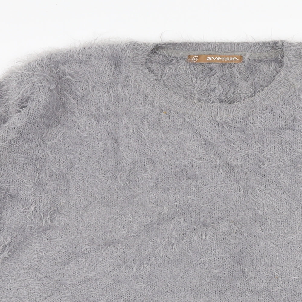 Avenue Womens Grey Round Neck  Polyamide Pullover Jumper Size 14