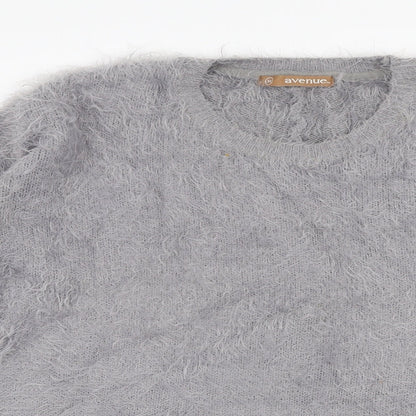 Avenue Womens Grey Round Neck  Polyamide Pullover Jumper Size 14