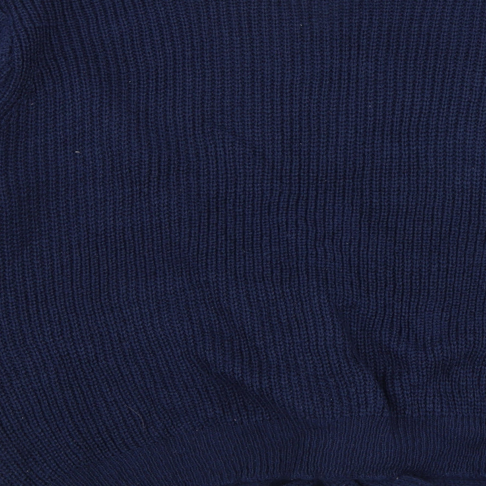 SheIn Womens Blue V-Neck  Acrylic Pullover Jumper Size XL