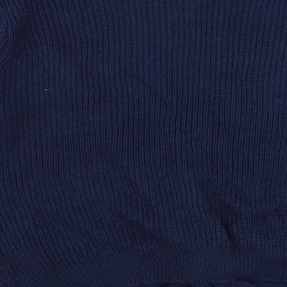 SheIn Womens Blue V-Neck  Acrylic Pullover Jumper Size XL