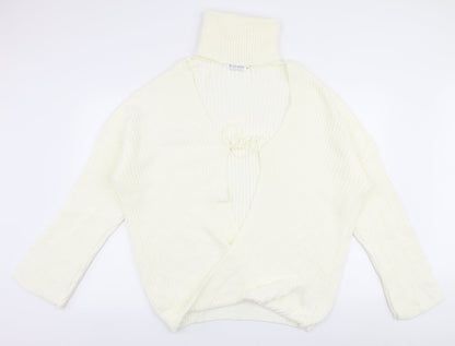 In the Style Womens Ivory Roll Neck  Acrylic Cardigan Jumper Size 8
