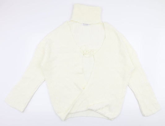 In the Style Womens Ivory Roll Neck  Acrylic Cardigan Jumper Size 8