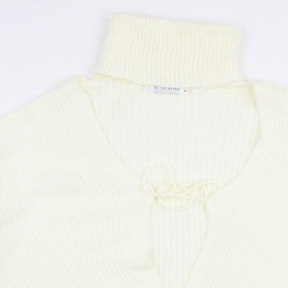 In the Style Womens Ivory Roll Neck  Acrylic Cardigan Jumper Size 8