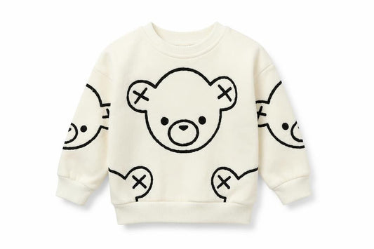 Preworn Boys White Round Neck Animal Print Cotton Pullover Jumper Size S  Pullover