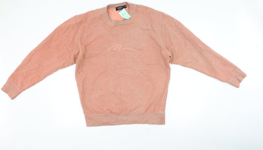 Mens UK Size S Boohoo Orange Pullover Sweatshirt