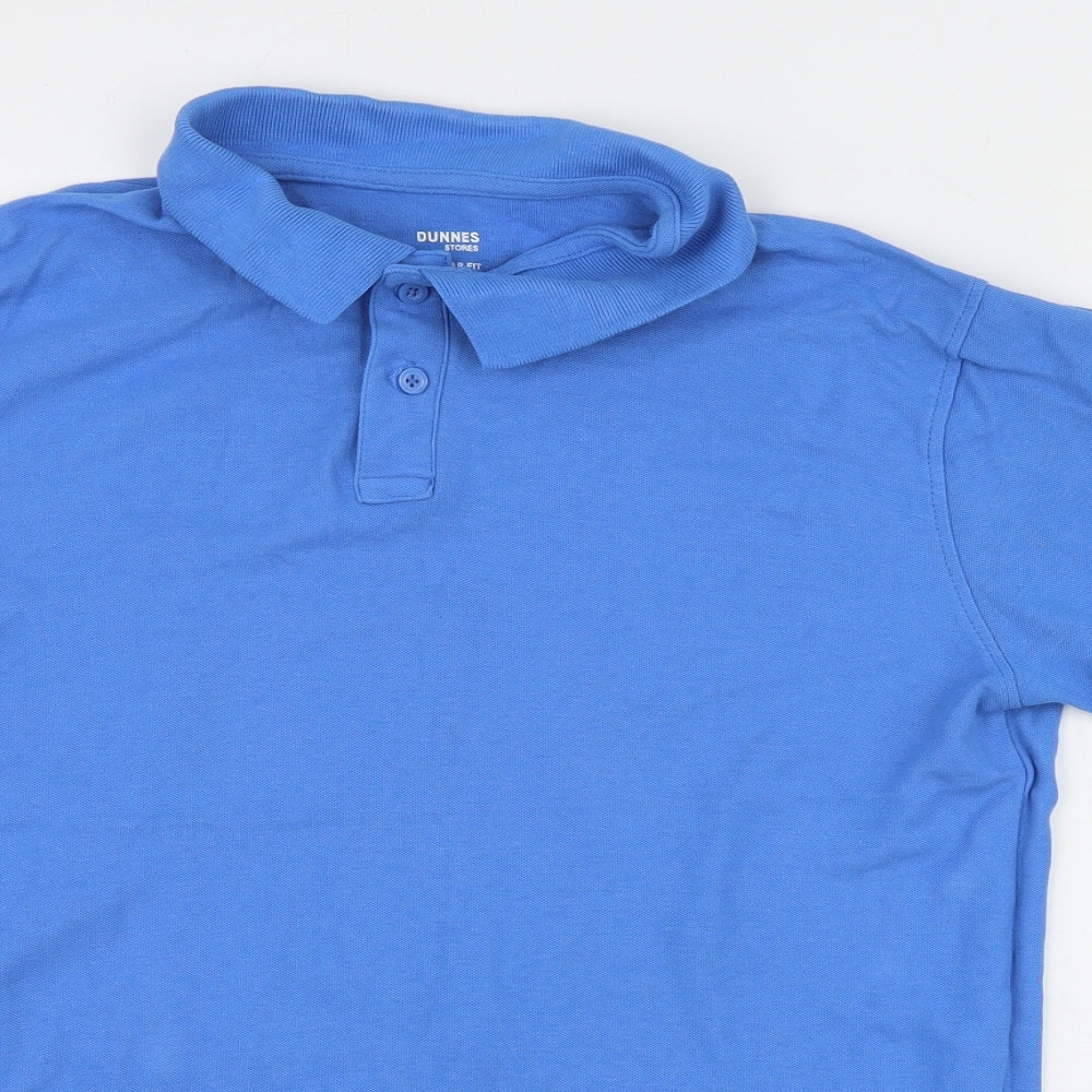 Dunnes Stores Mens Blue  100% Cotton  Polo Size S Collared Button