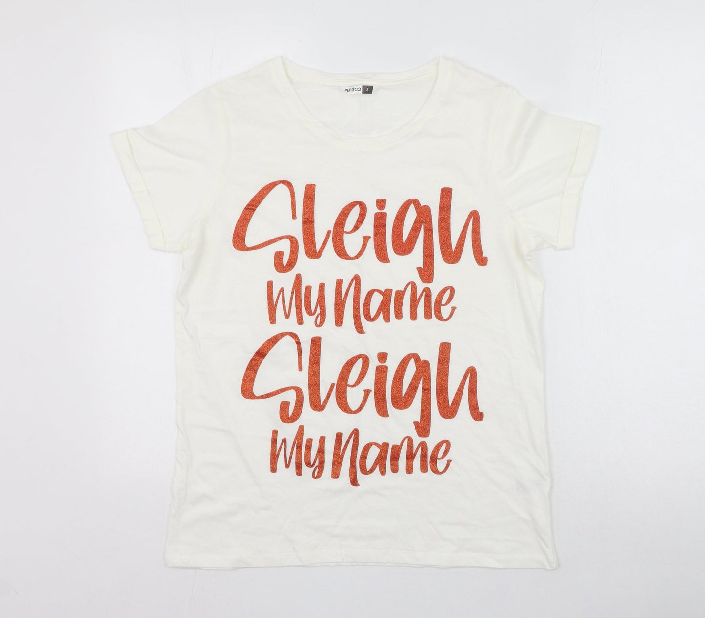 Womens UK Size S Pep&co White Basic T-Shirt