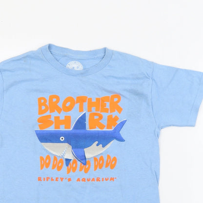 The Duck Company Boys Blue  Cotton Pullover T-Shirt Size M Crew Neck  - Shark