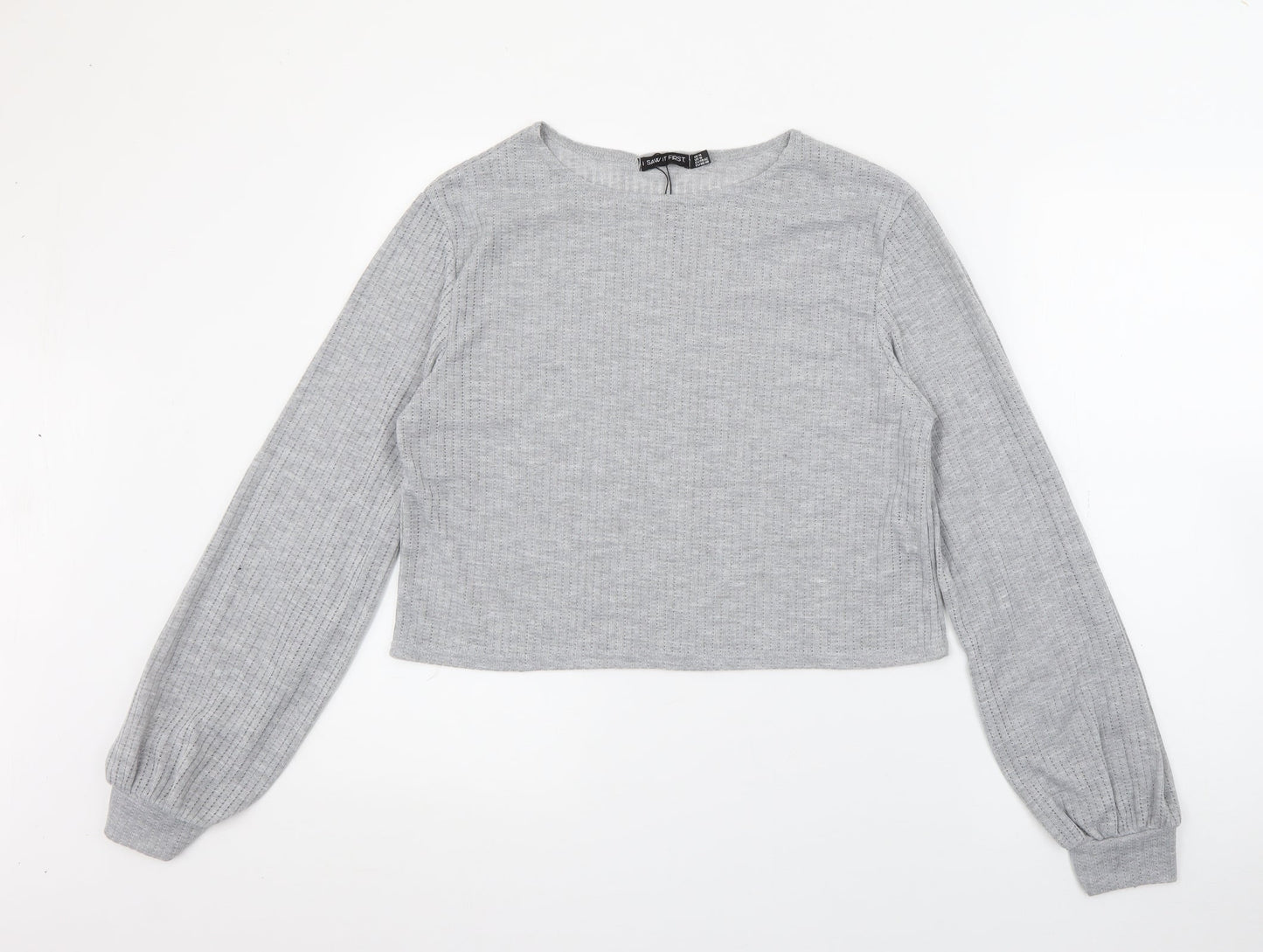 I SAW IT FIRST Womens Grey Round Neck  Polyester Pullover Jumper Size 14