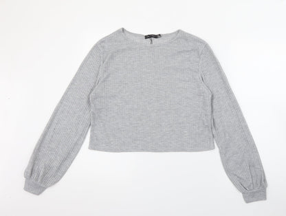 I SAW IT FIRST Womens Grey Round Neck  Polyester Pullover Jumper Size 14