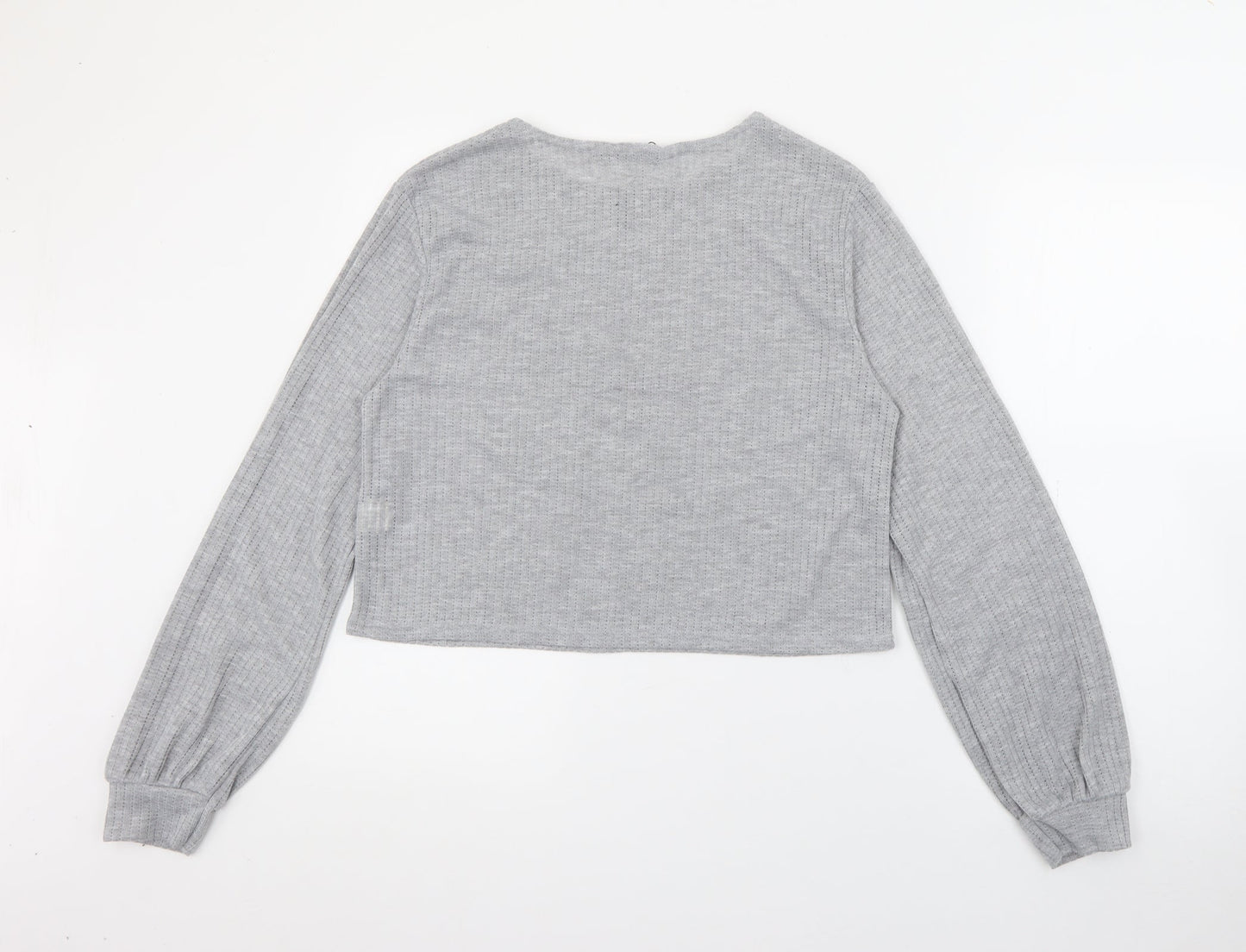 I SAW IT FIRST Womens Grey Round Neck  Polyester Pullover Jumper Size 14