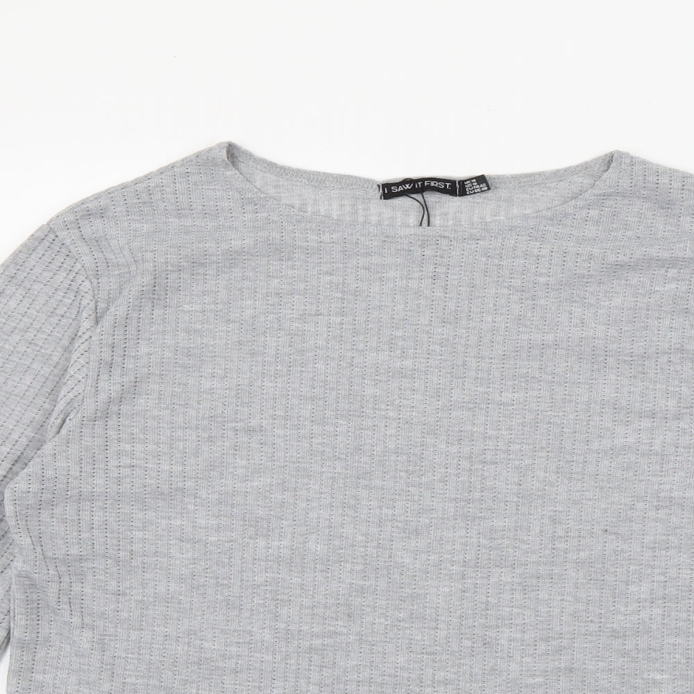 I SAW IT FIRST Womens Grey Round Neck  Polyester Pullover Jumper Size 14