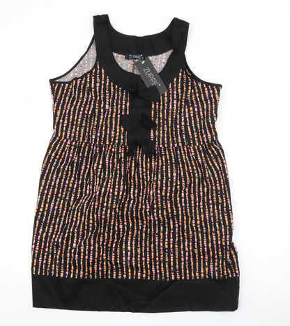 Zuppe Womens Black Geometric Cotton Fit & Flare  Size 4  Square Neck
