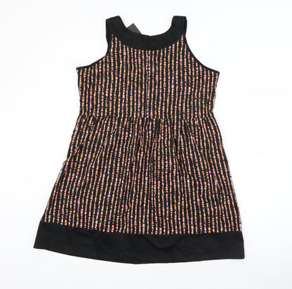 Zuppe Womens Black Geometric Cotton Fit & Flare  Size 4  Square Neck