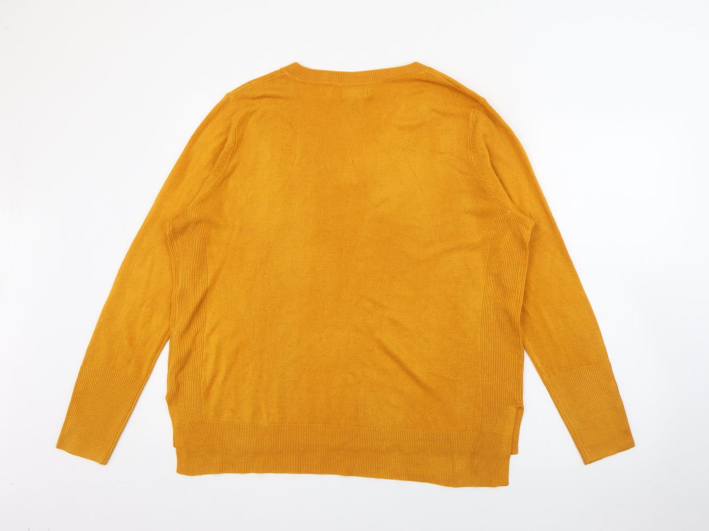 Primark Womens Yellow V-Neck  Acrylic Pullover Jumper Size L