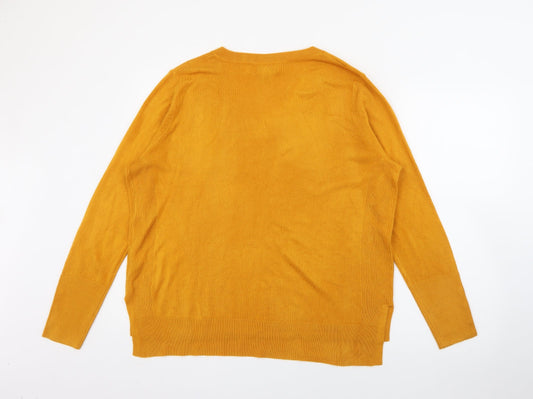 Primark Womens Yellow V-Neck  Acrylic Pullover Jumper Size L