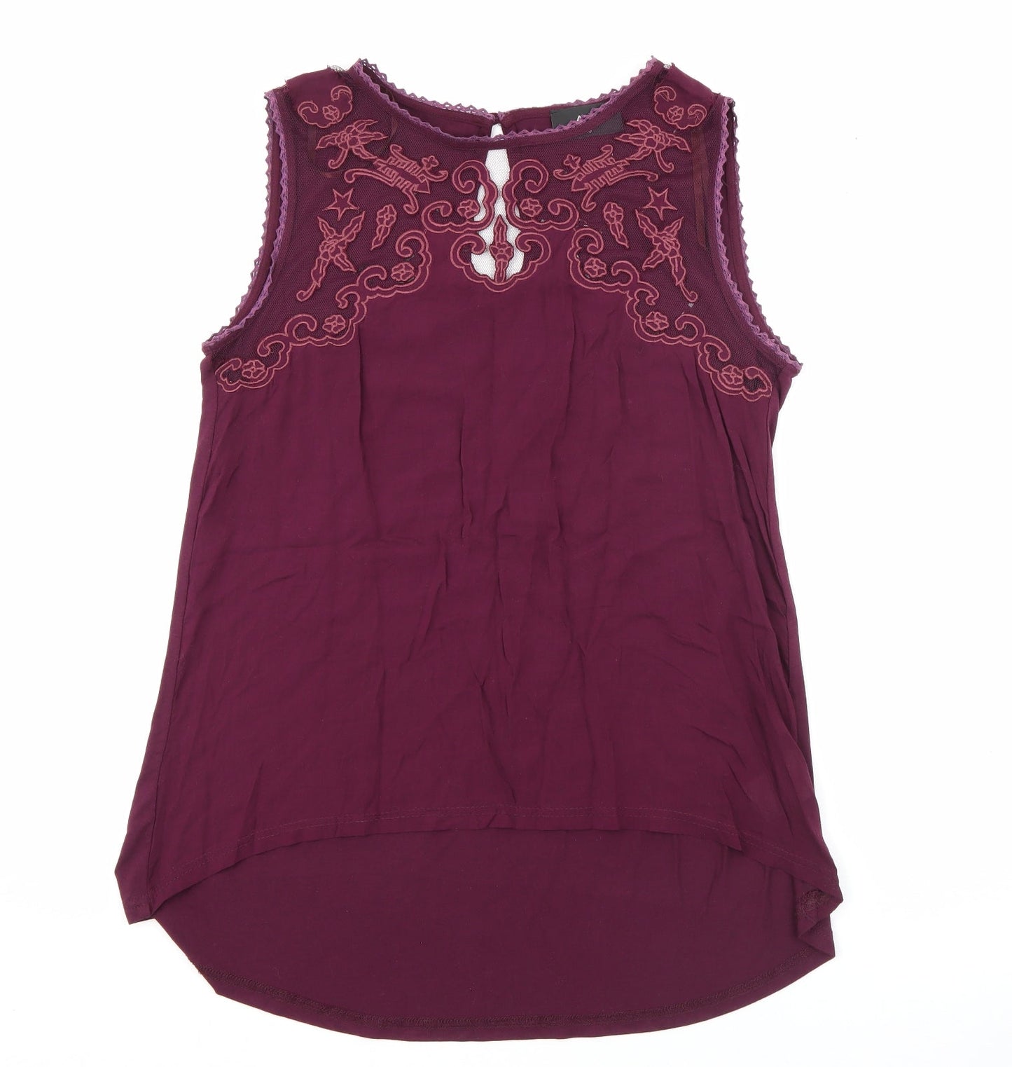 AX Paris Womens Purple  Cotton Camisole Tank Size 10 Boat Neck