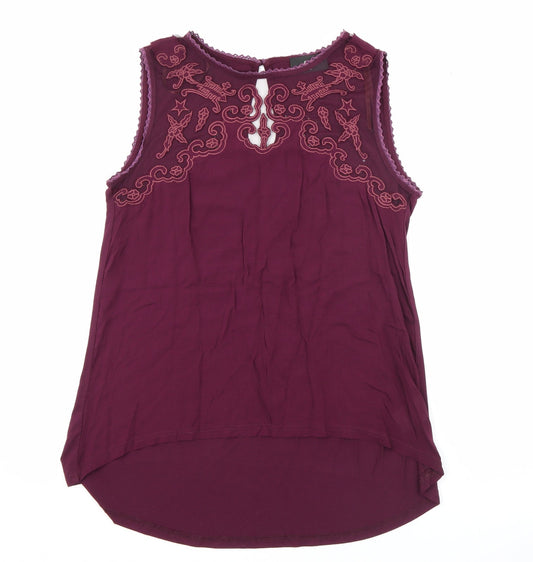 AX Paris Womens Purple  Cotton Camisole Tank Size 10 Boat Neck