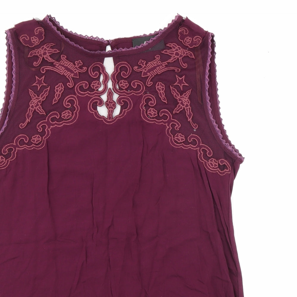 AX Paris Womens Purple  Cotton Camisole Tank Size 10 Boat Neck