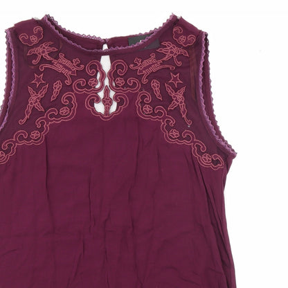 AX Paris Womens Purple  Cotton Camisole Tank Size 10 Boat Neck