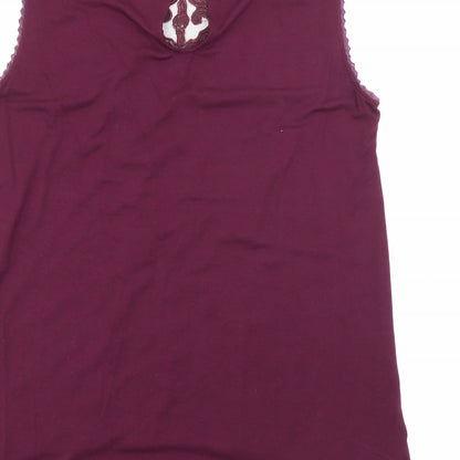 AX Paris Womens Purple  Cotton Camisole Tank Size 10 Boat Neck
