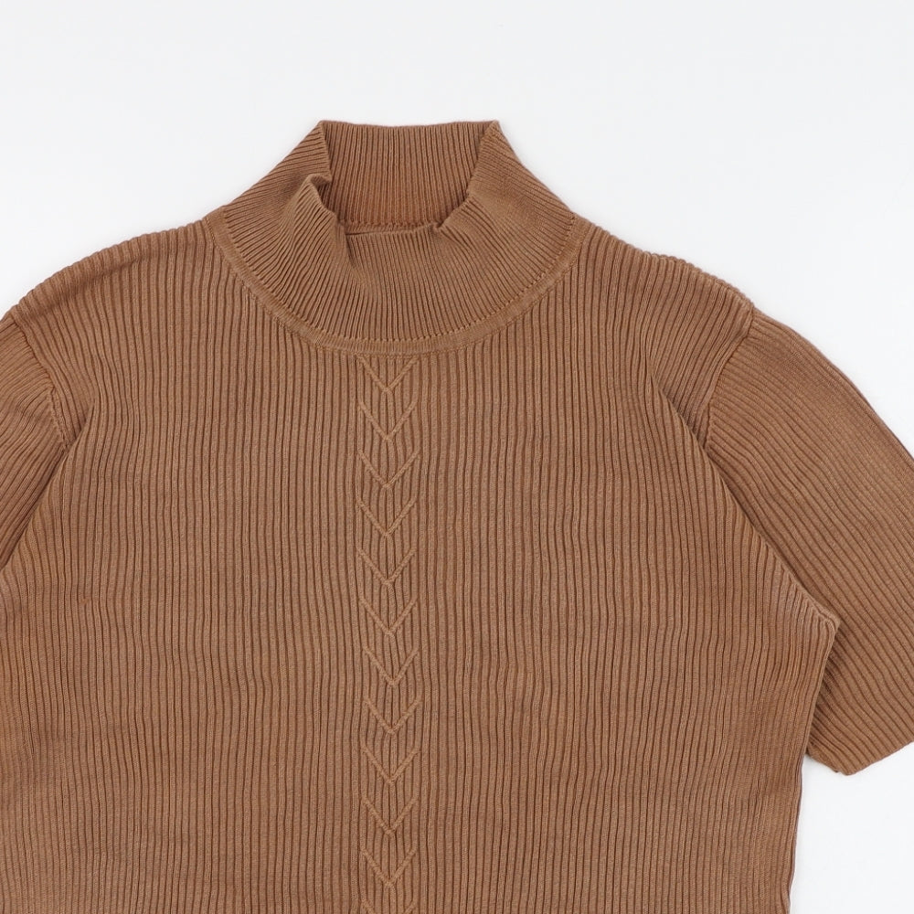 Womens UK Size M Country Casuals Brown Cropped T-Shirt