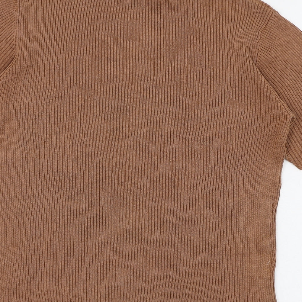 Womens UK Size M Country Casuals Brown Cropped T-Shirt