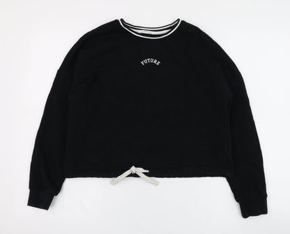 Marks and Spencer Girls Black  Cotton Pullover Sweatshirt Size 12-13 Years  Pullover - Future